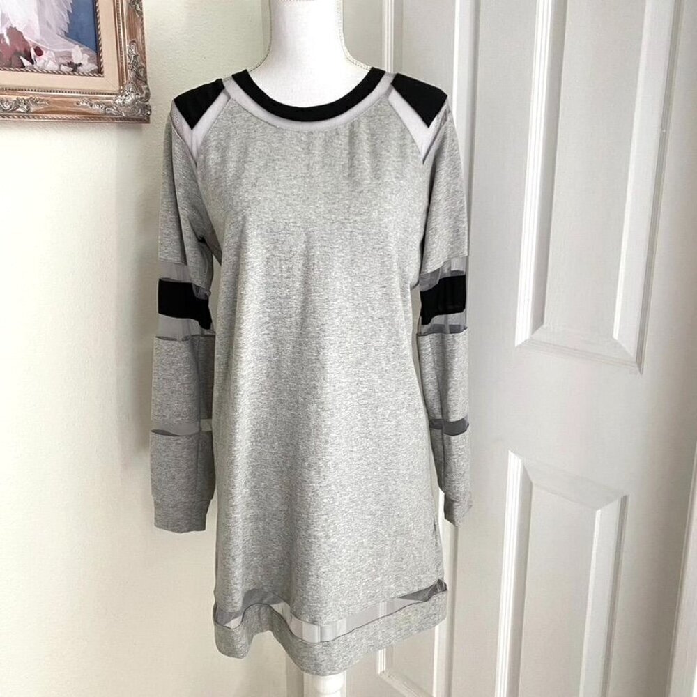 Urban Outfitters Sparkle & Fade Grey Tunic Dress Long Sleeves Mesh Insert Size M